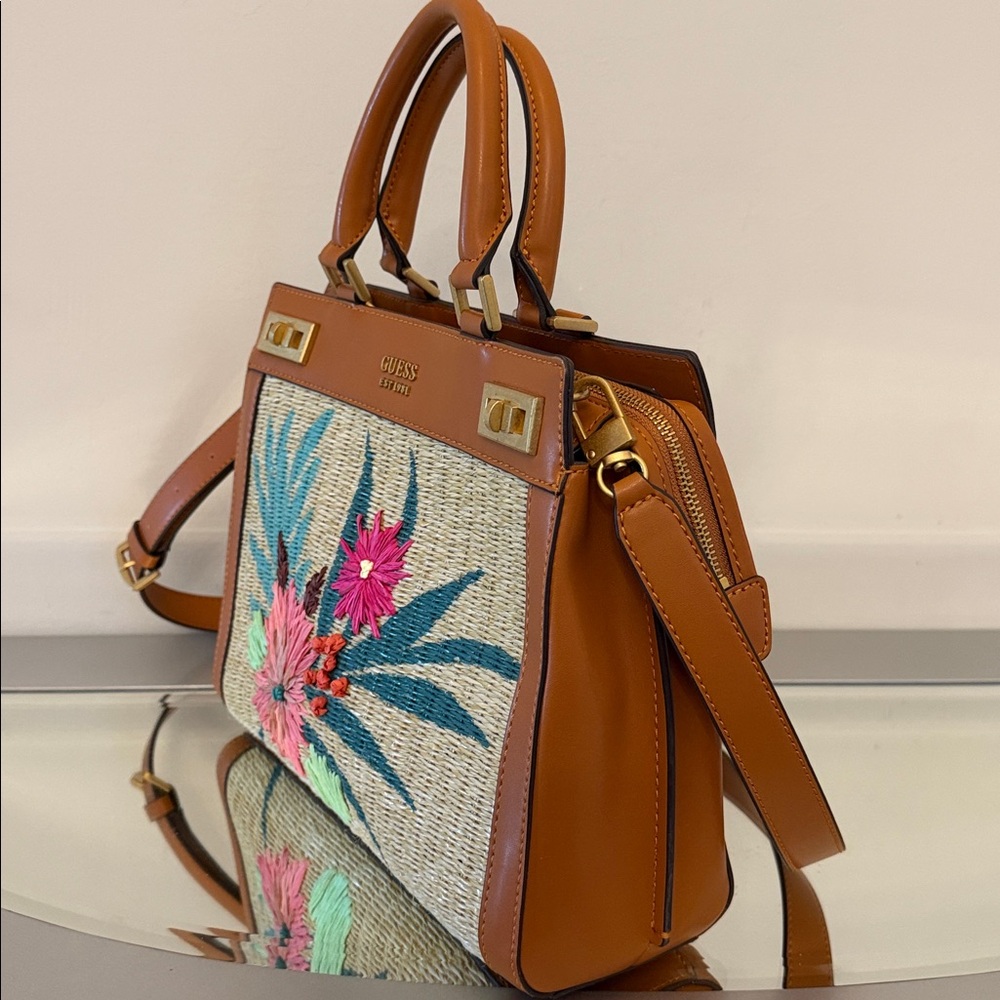 GUESS Katey Luxury Embroidered Medium Satchel Crossbody - Picture 7 of 16